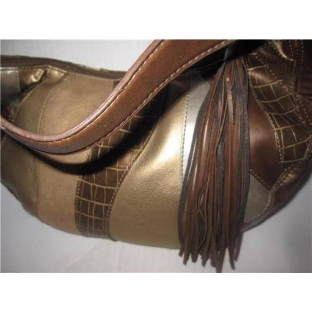 *Relic Metallic Pewter Boho Patchwork Satchel - image 6